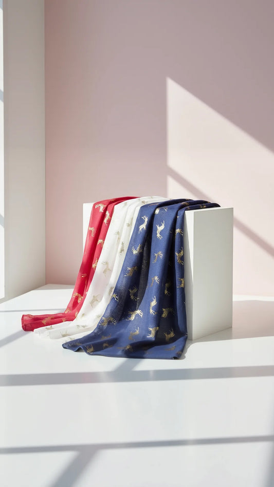 Stag Shimmer Gold Foil Scarf Pack of 12