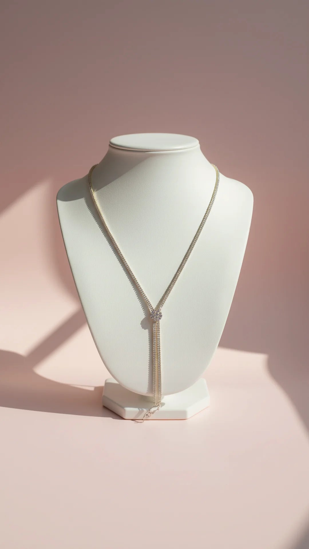 Layered Crystal Long Necklace & Earring Set