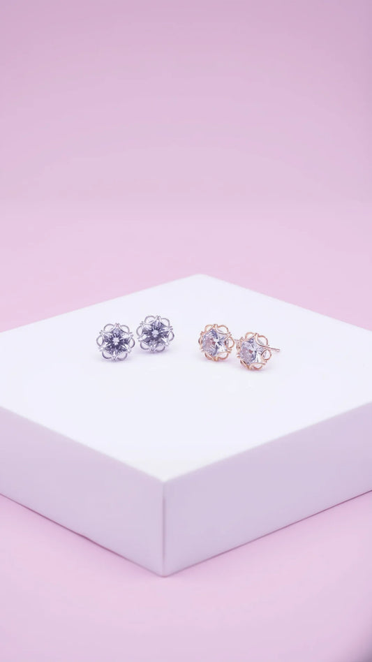 Geometric Round Crystal Stud Earrings