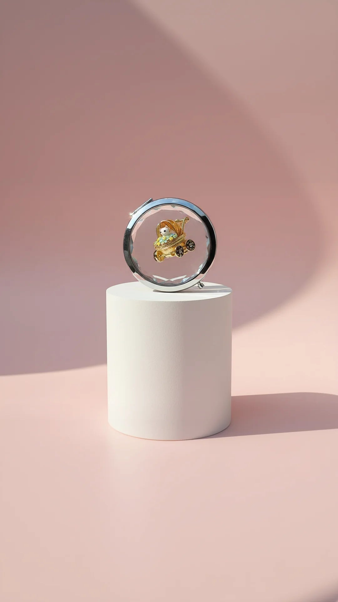Floral Pram Compact Mirror & Gift Box