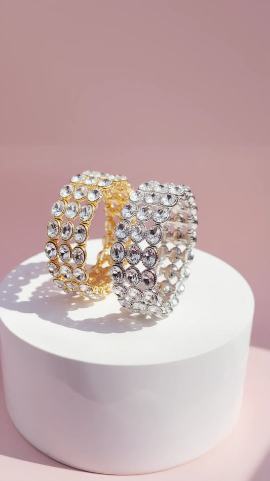 Oval Layered Crystal Stretchy Bracelet