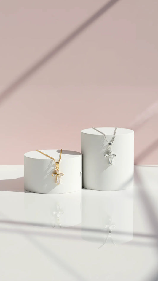 Crystal Inlaid Cross Pendant Necklace