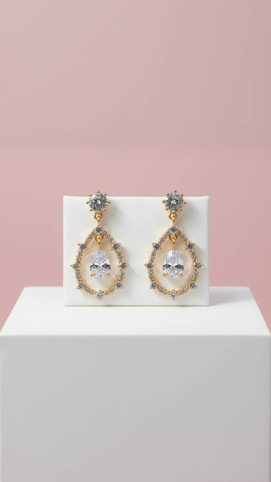 Teardrop Studded Drop & Dangle Crystal Earrings