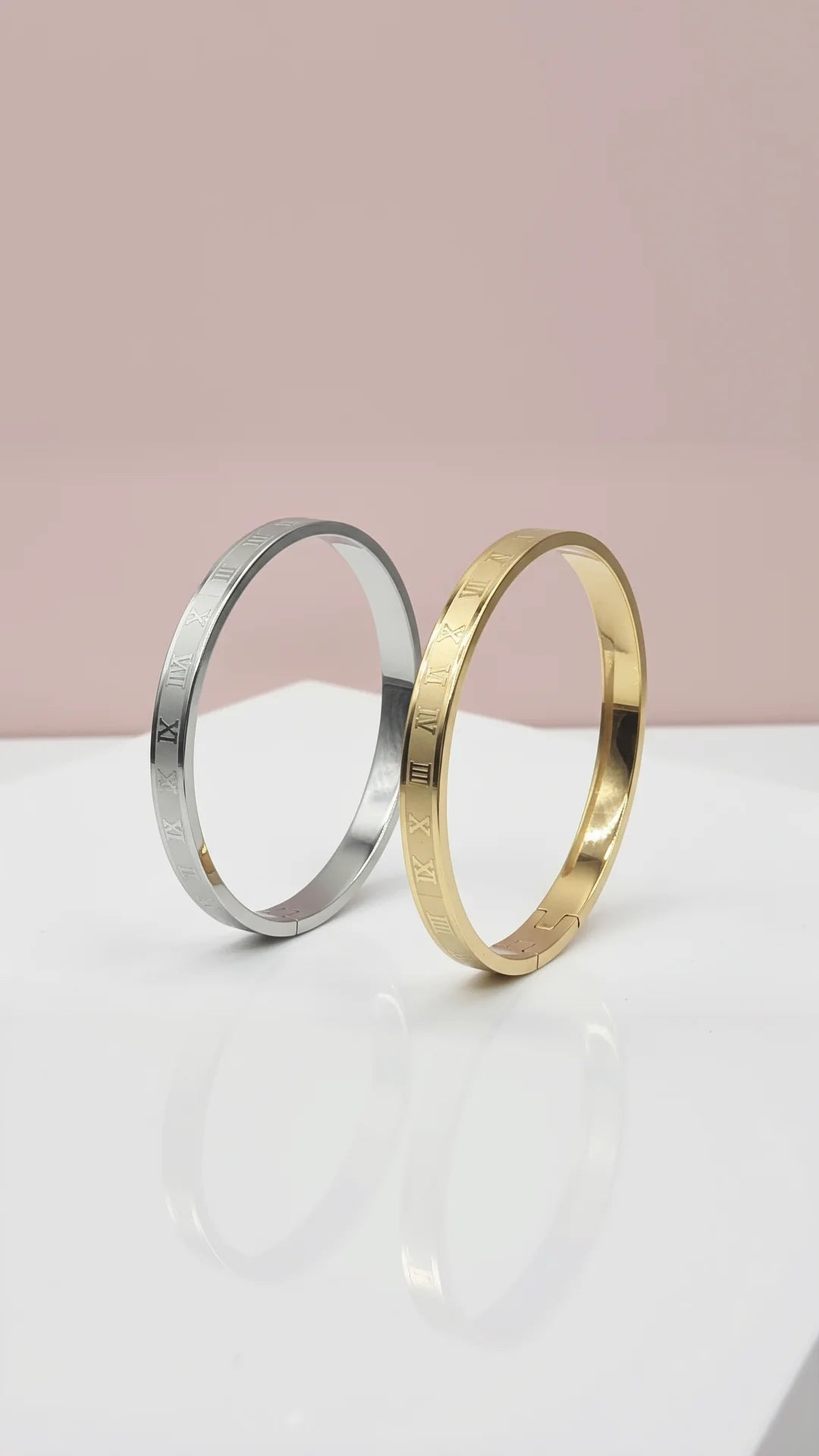 Waterproof Roman Numeral Stainless Steel Stacking Bangle
