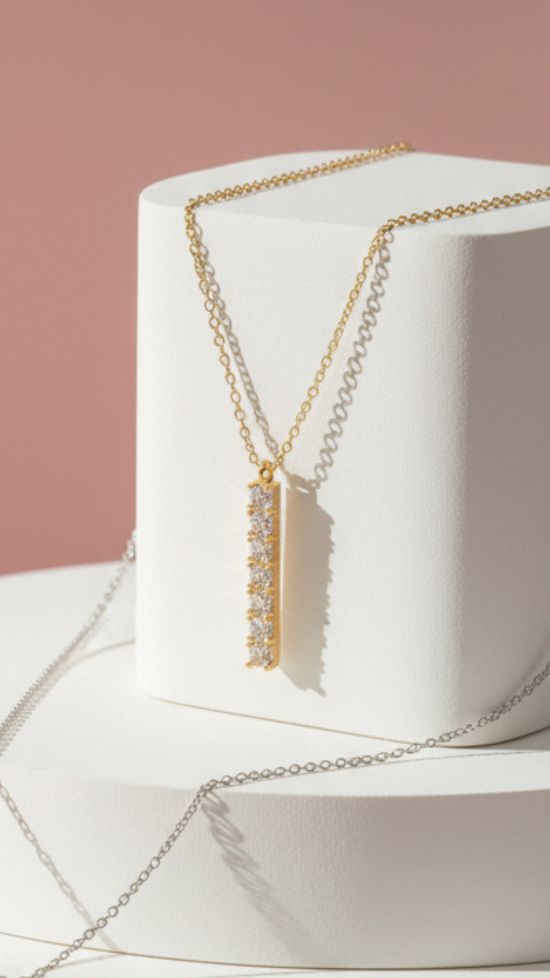 Oblong Crystal Pendant Necklace
