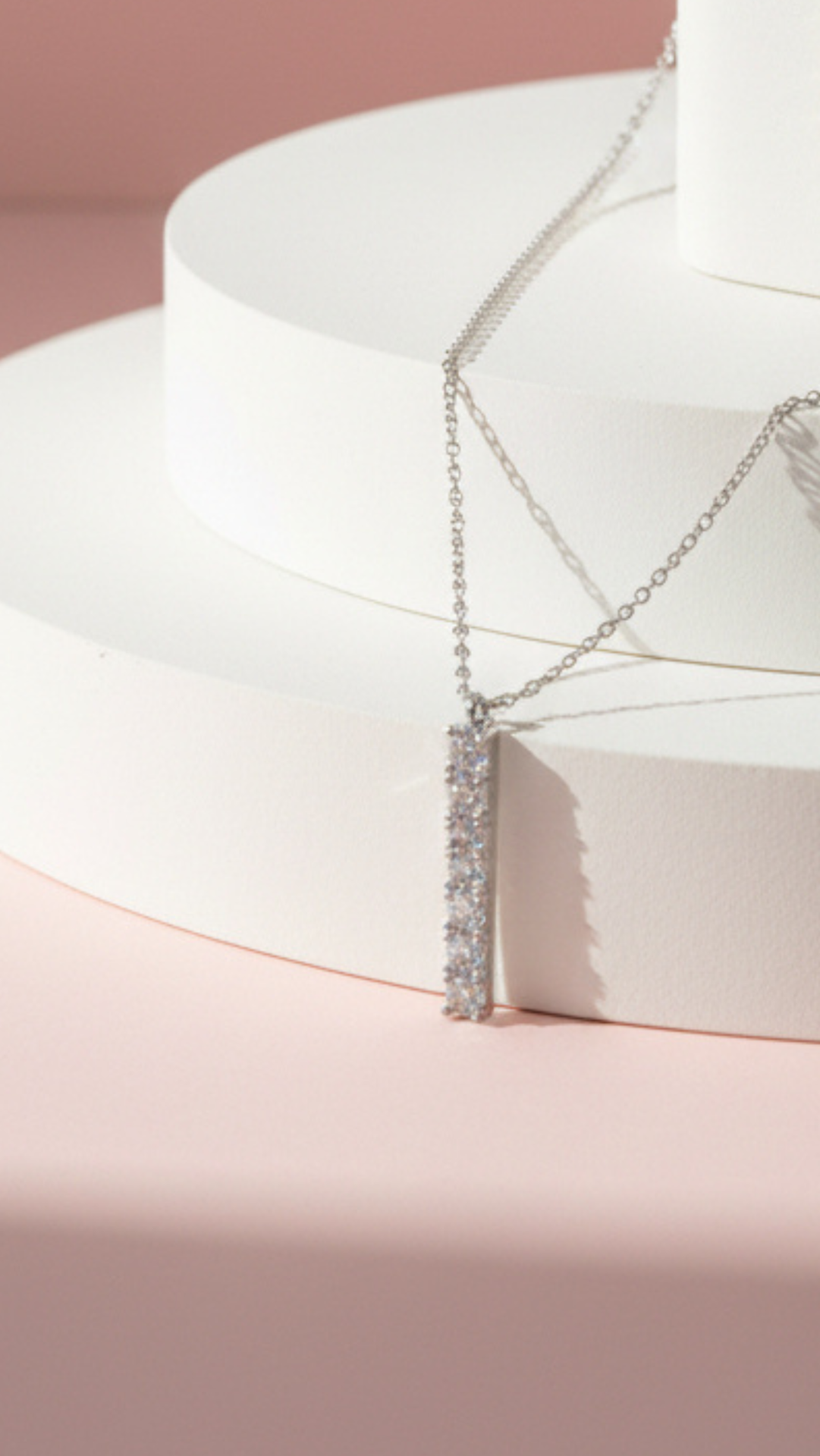 Oblong Crystal Pendant Necklace
