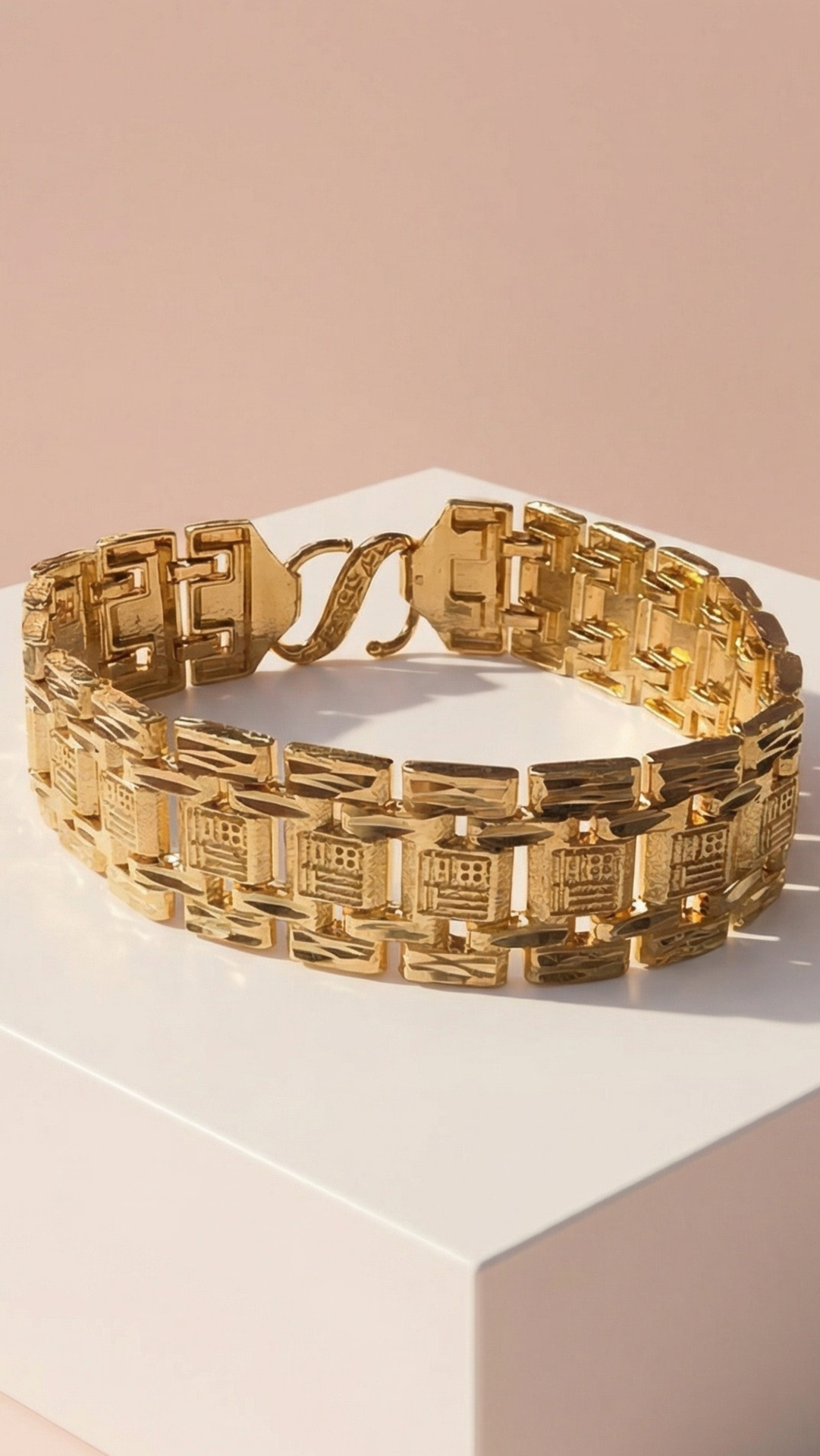 Waterproof 24k Gold Plated Square Link Bracelet