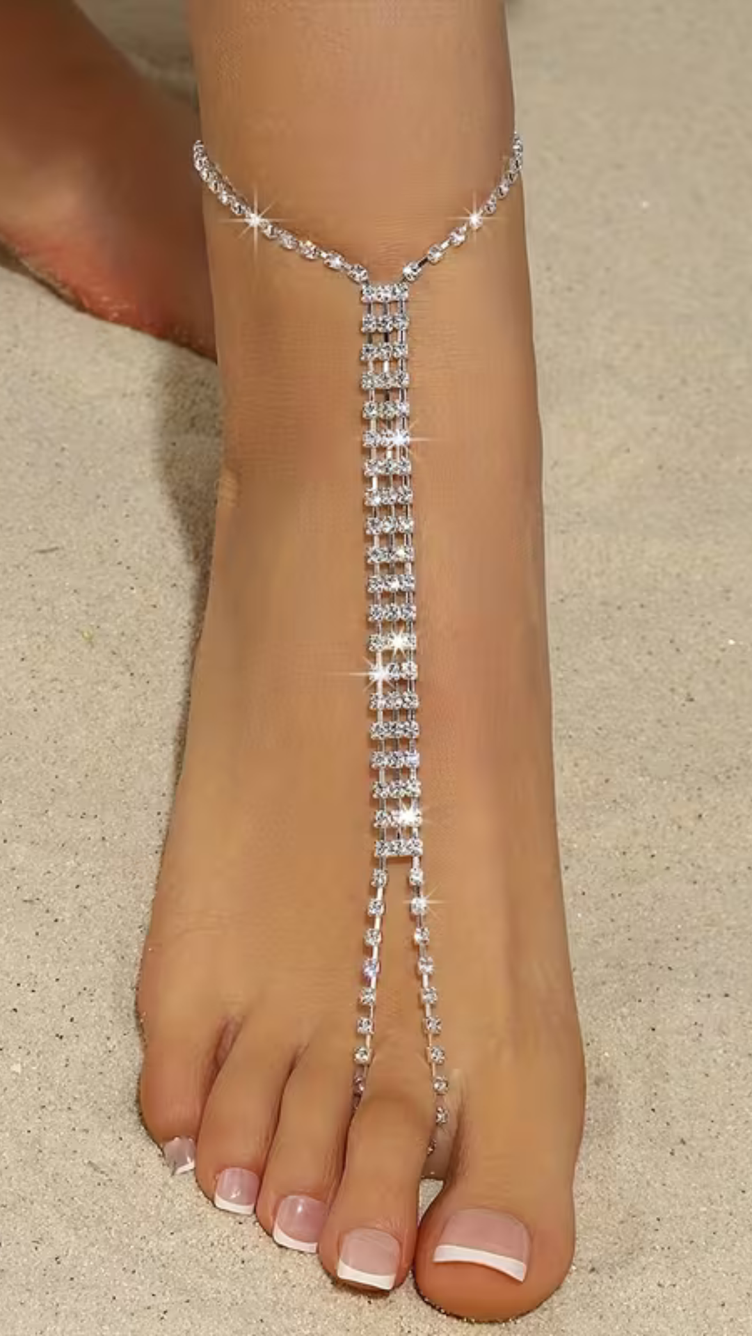 Clear Crystal Anklet & Toe Chain
