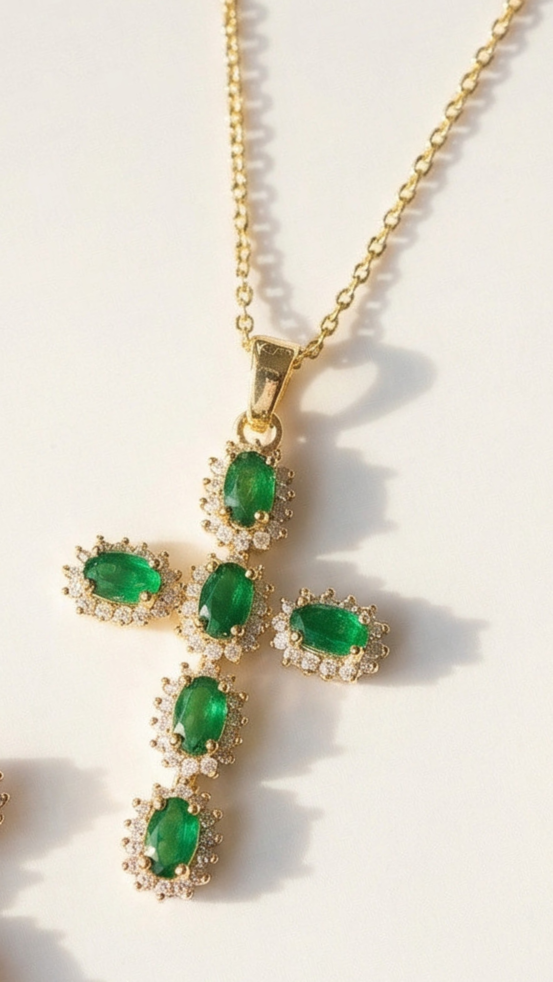 Oval Cut Colourful Symbolic Cross Necklace Pendant