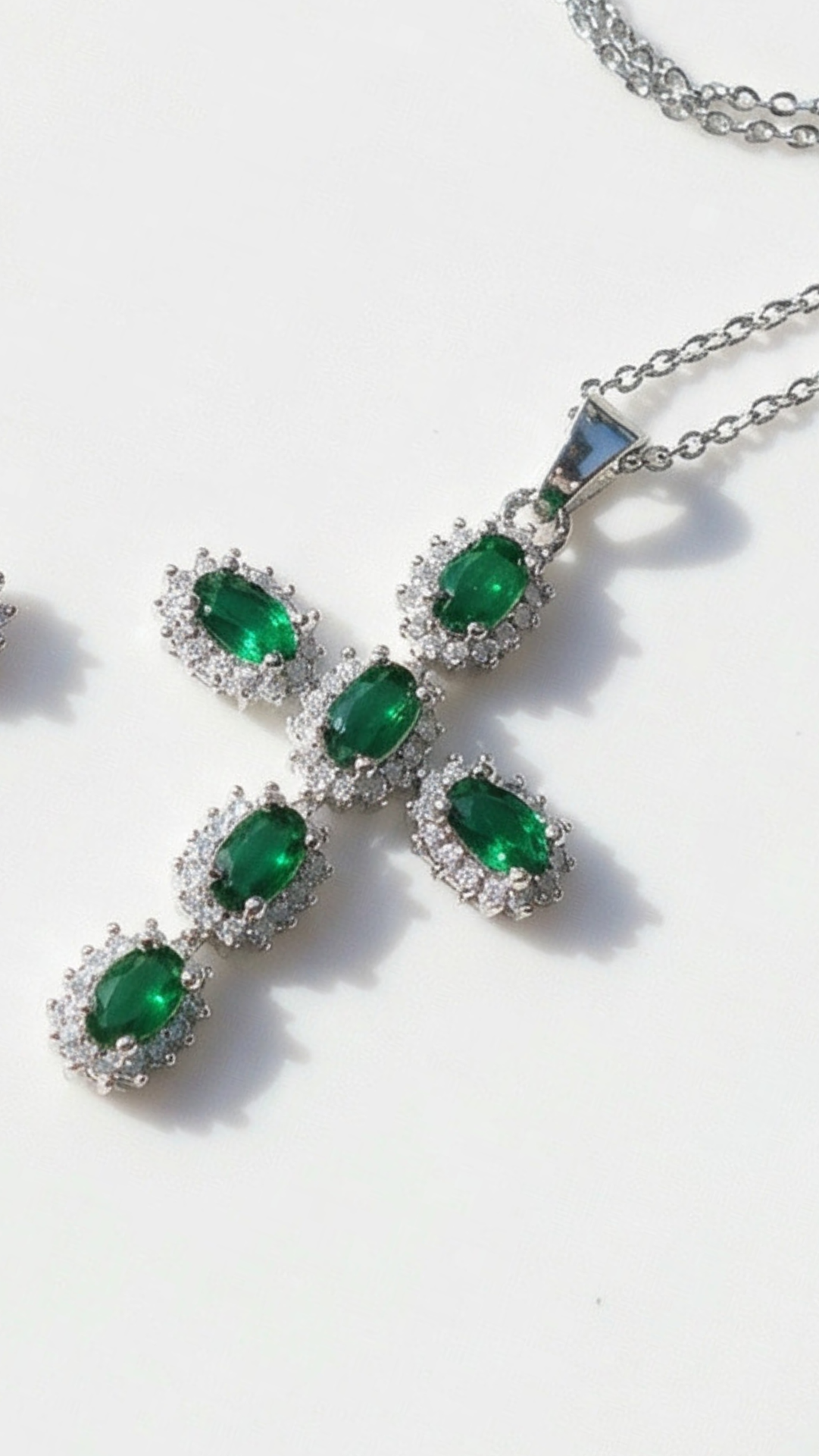 Oval Cut Colourful Symbolic Cross Necklace Pendant