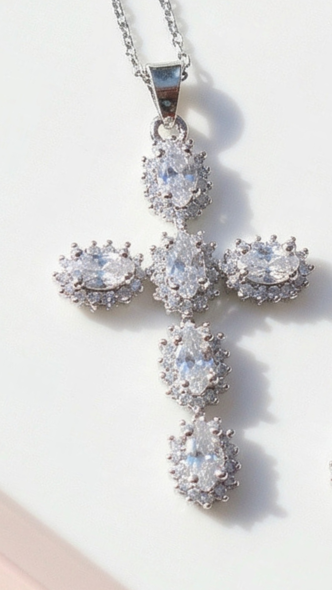 Oval Cut Colourful Symbolic Cross Necklace Pendant