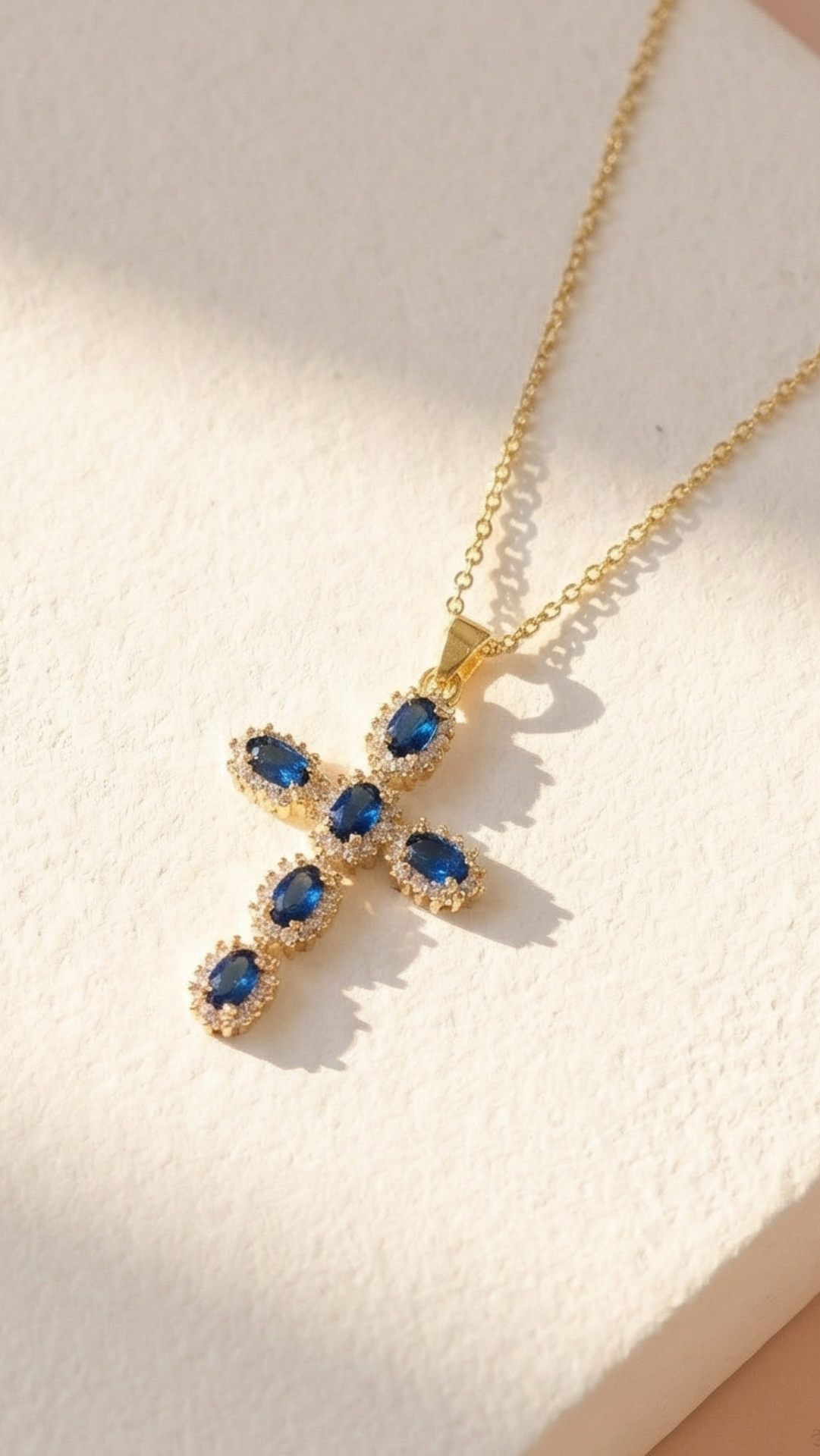 Oval Cut Colourful Symbolic Cross Necklace Pendant