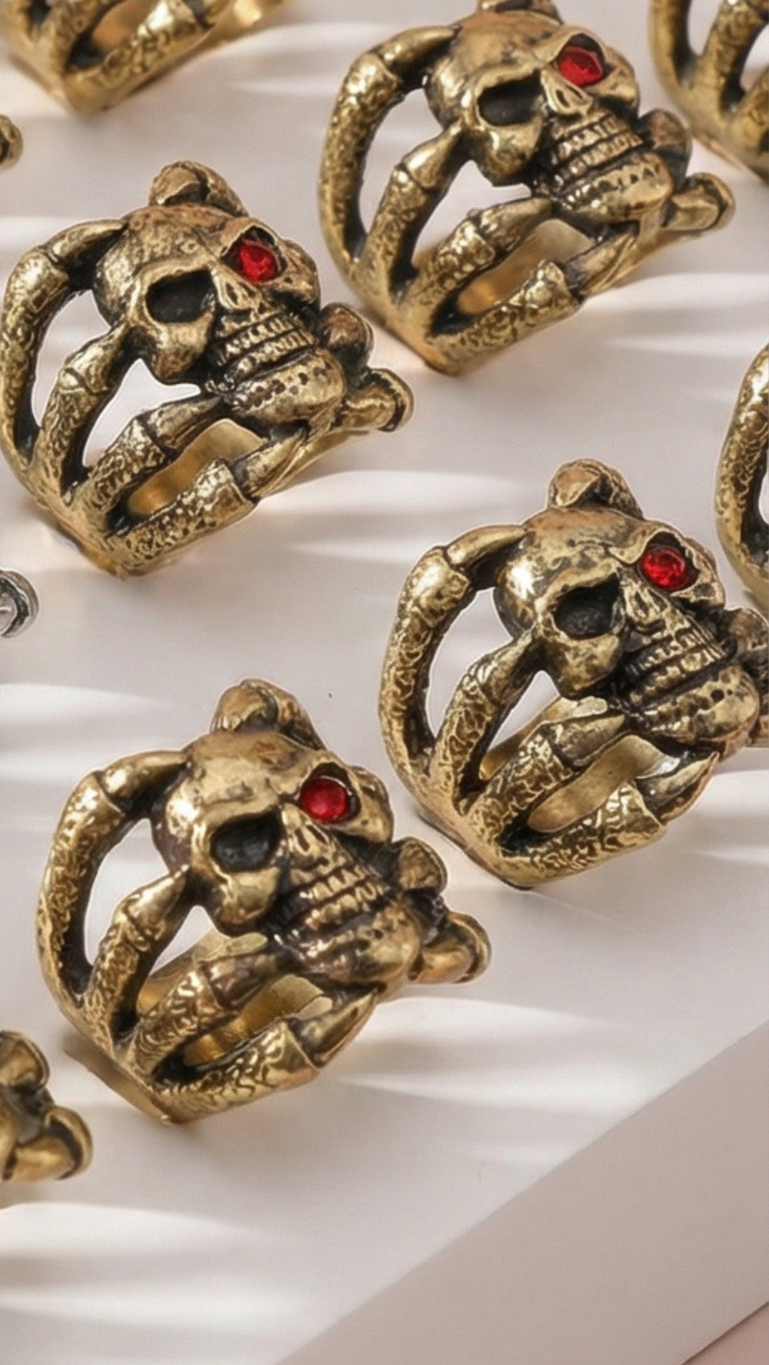 Stainless Steel Men's Claw & Skull Biker Ring