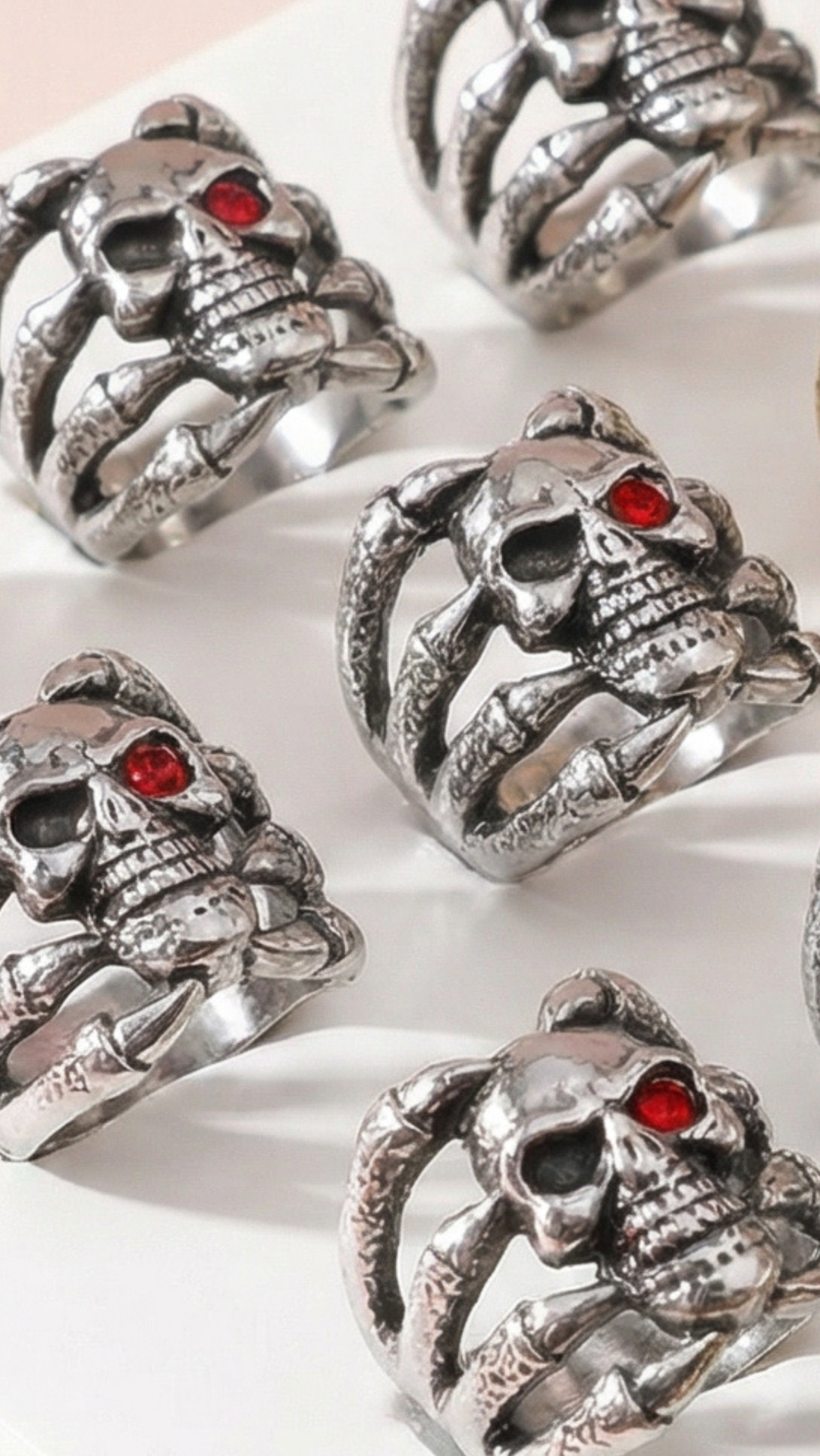 Stainless Steel Men's Claw & Skull Biker Ring