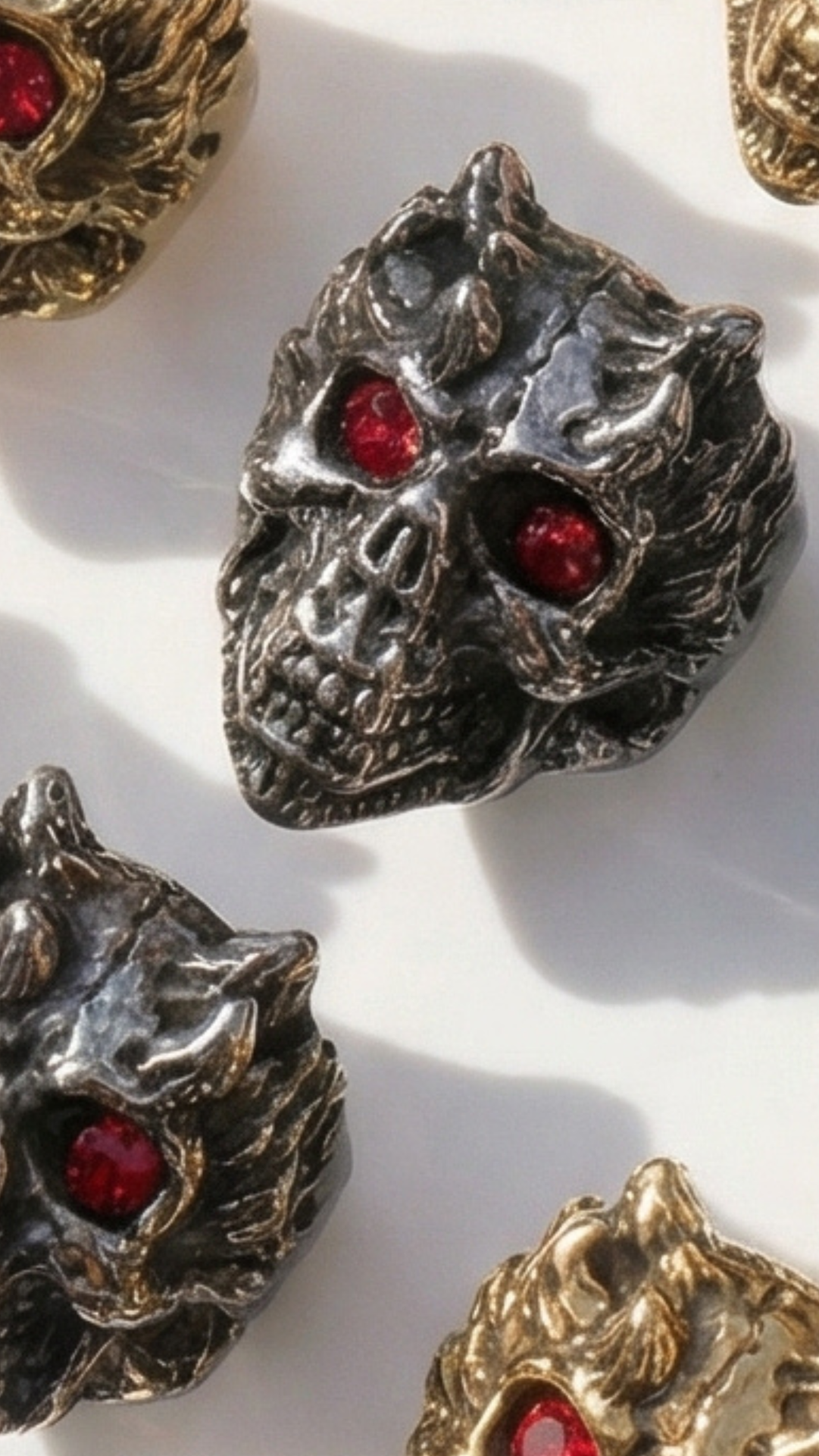 Stainless Steel Men's Red Crystal Monkey Skull Biker Ring