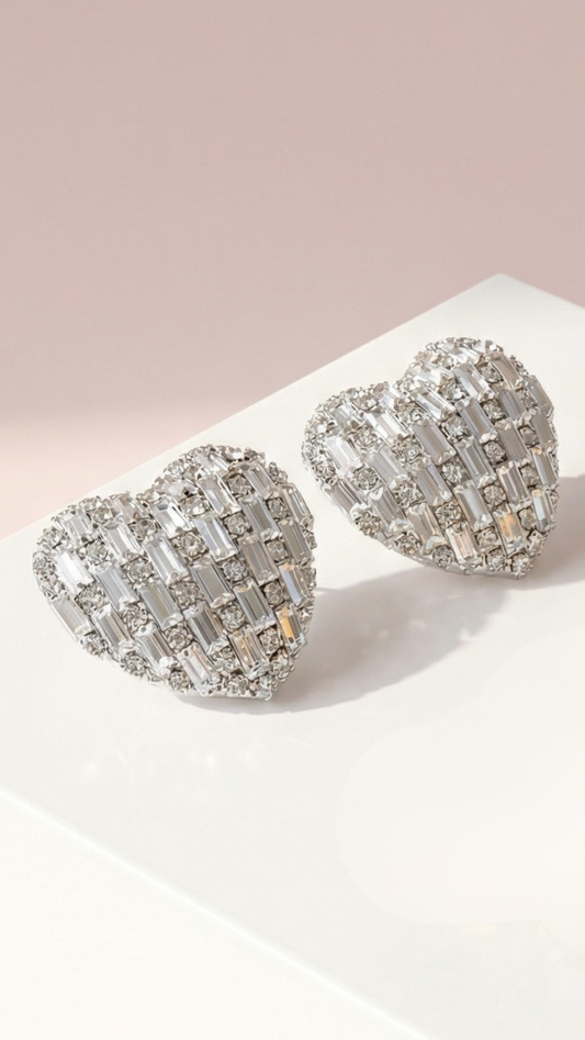 Elixir Collection Mini Curved Heart Crystal Stud Earrings