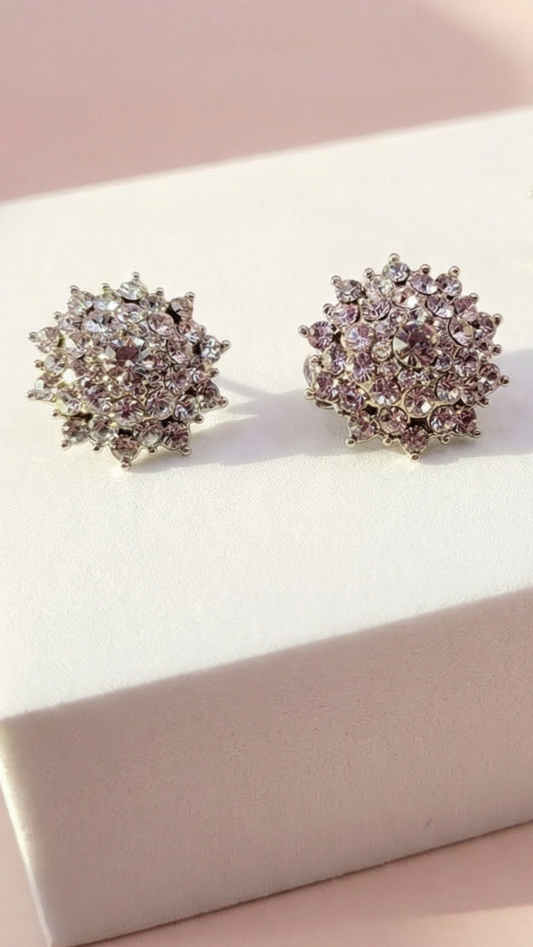 Star Burst Cluster Crystal Non Pierced Clip On Earrings