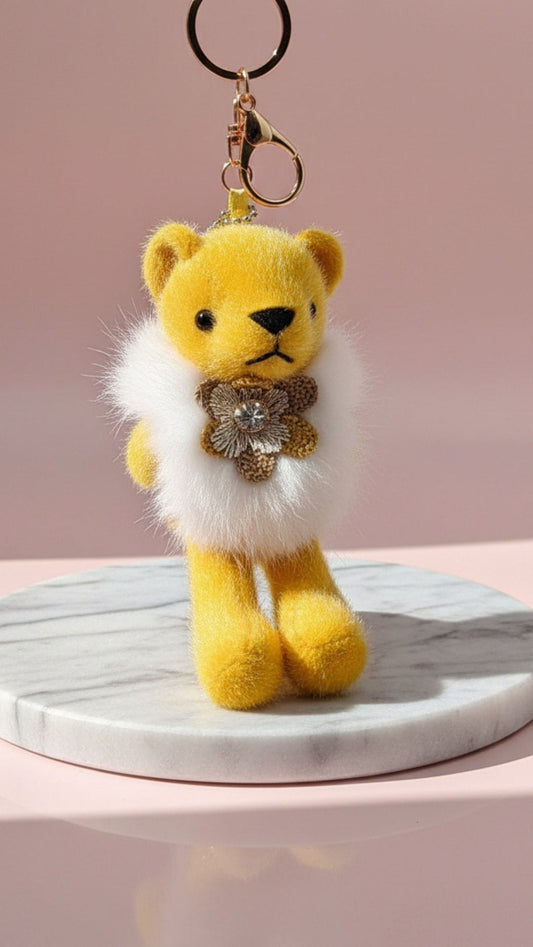 Fluffy Crystal Teddy Key Ring & Bag Charm