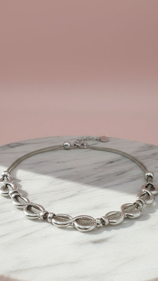 Twisted Woven Silver Statement Necklace