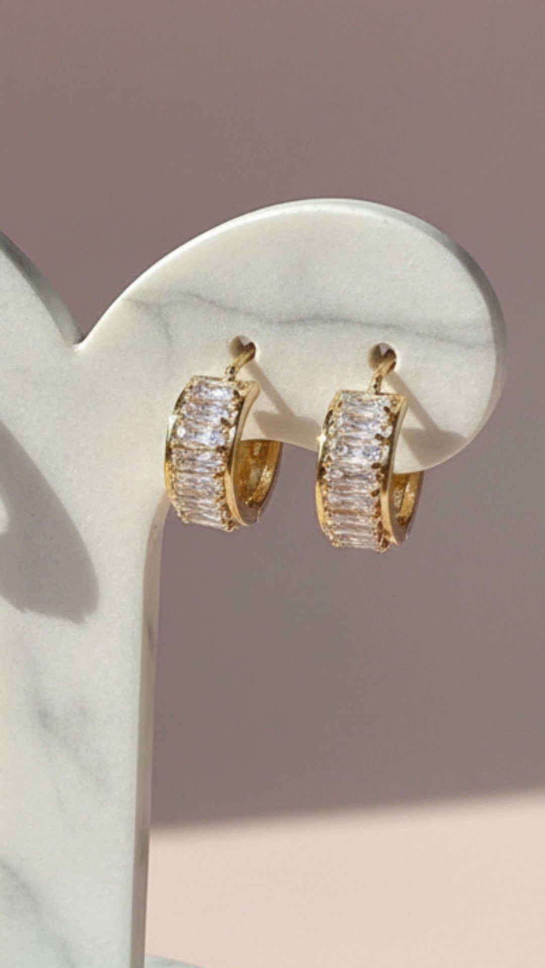 Half Crystal Huggie Stud Earrings