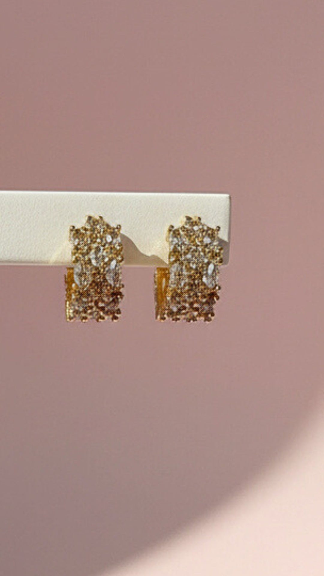 Half Crystal Huggie Stud Earrings