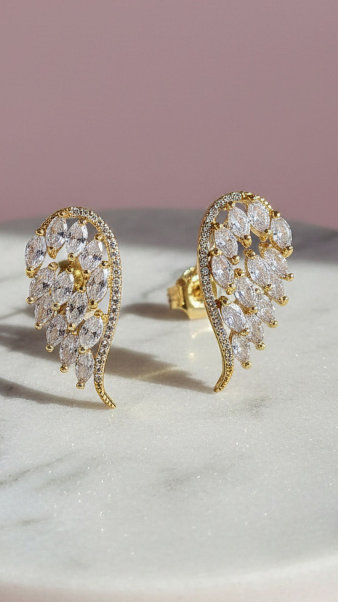 Angel Winged Crystal Stud Earrings