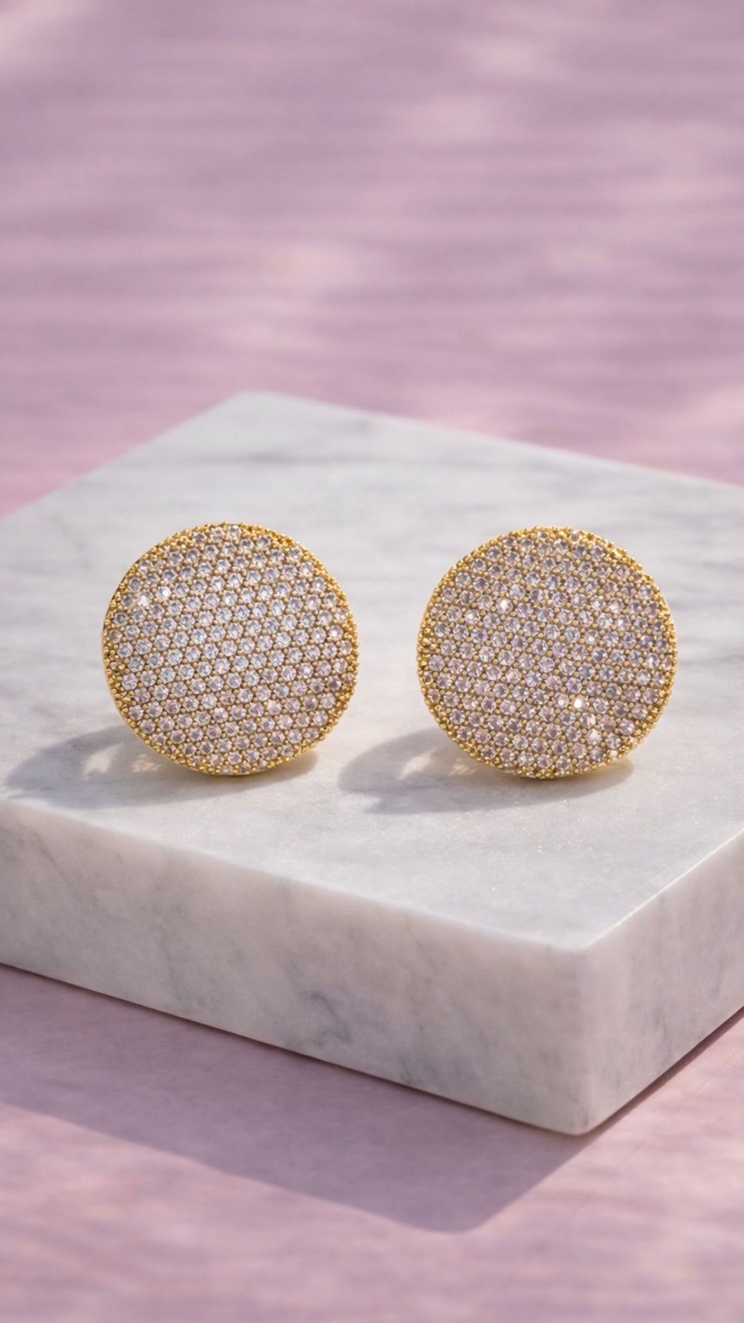 Curved Round Pavé Crystal Stud Earrings