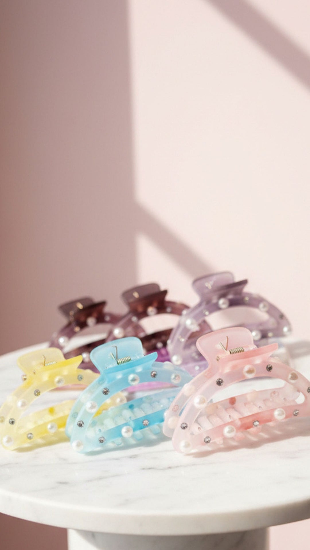 Pearl & Rhinestone Gradient Curved Hair Clamps Pack of 12