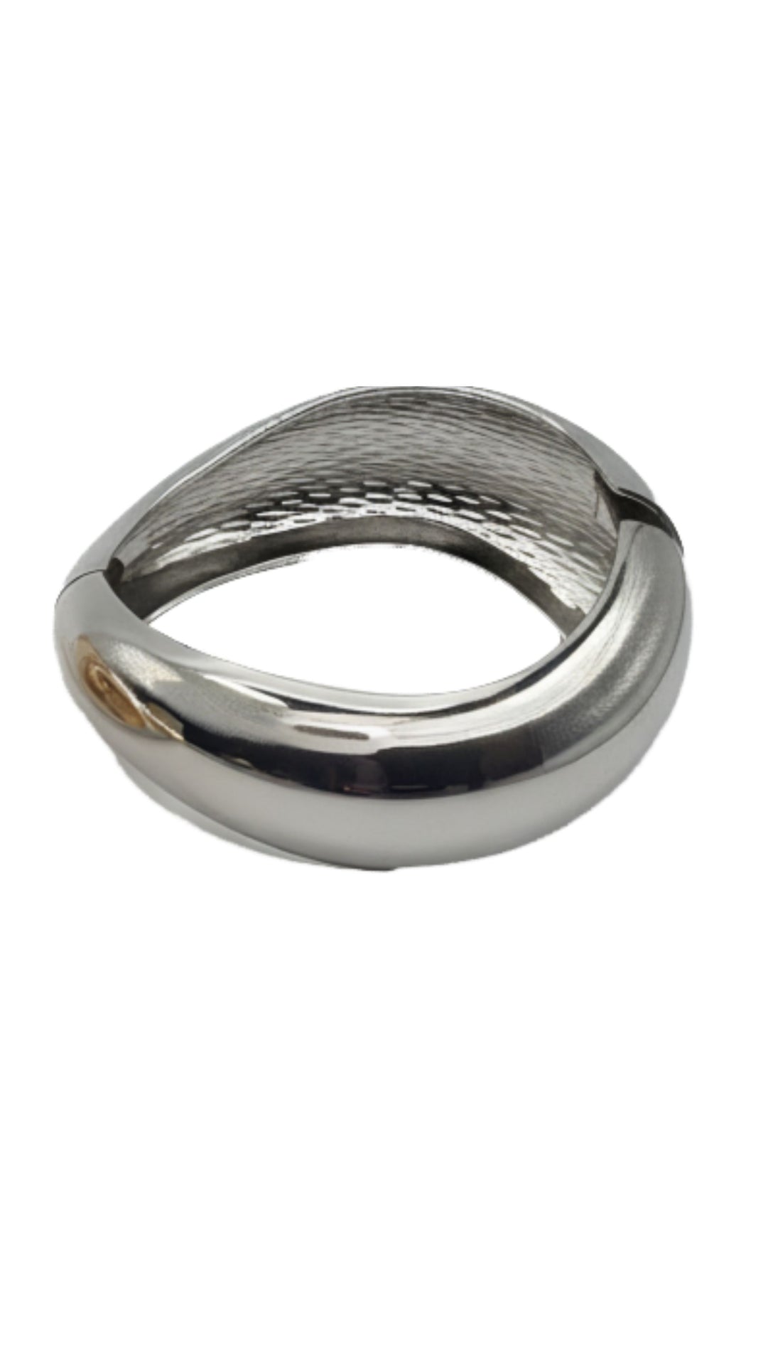 Mirror Finish Curved Hinged Bangle Cuff