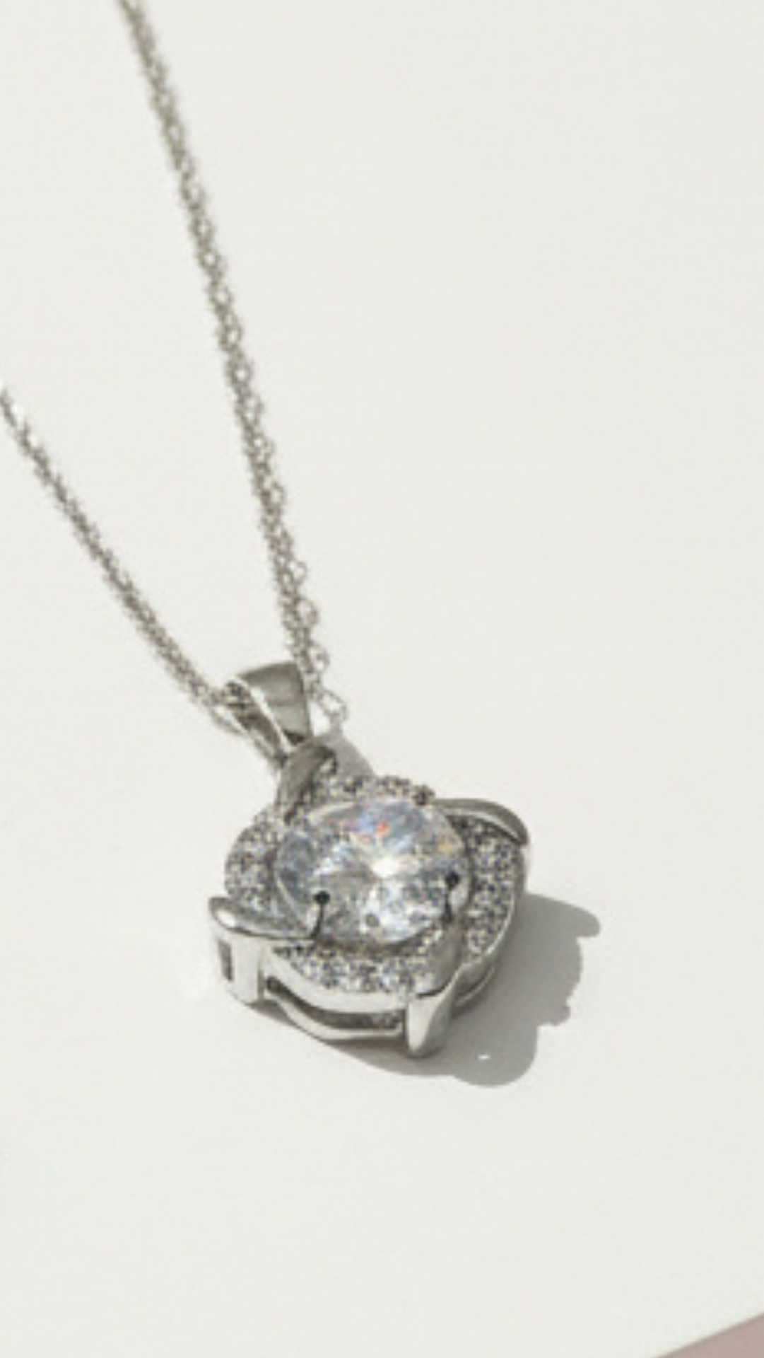 Solitaire Round Cut Crystal Pendant Necklace