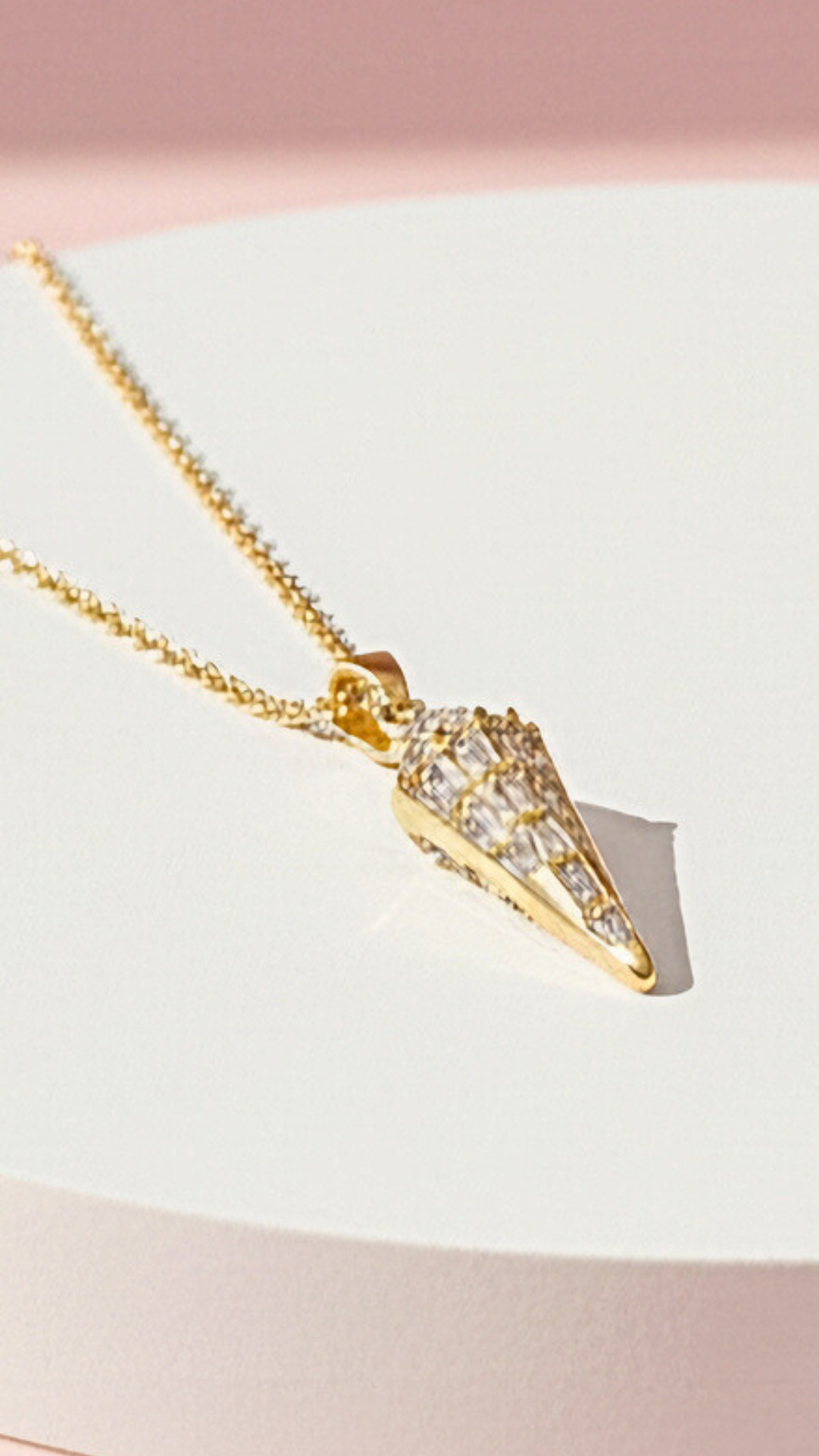 Rounded Triangular Crystal Pendant Necklace