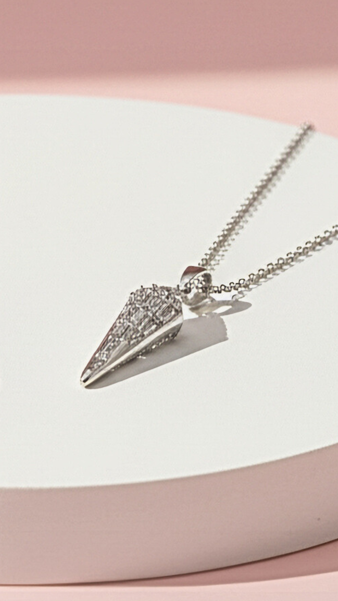 Rounded Triangular Crystal Pendant Necklace