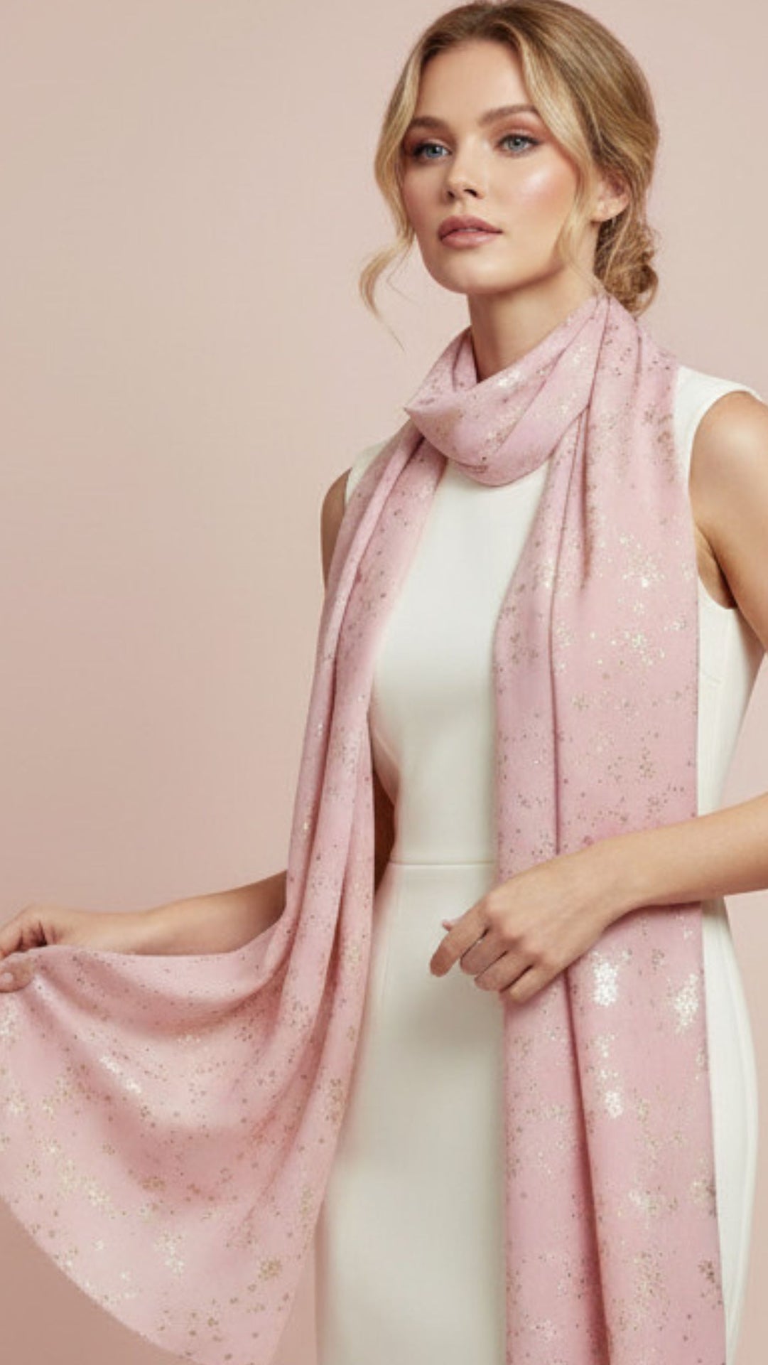 Flower Cluster Shimmer Gold Foil Scarf Pack of 12