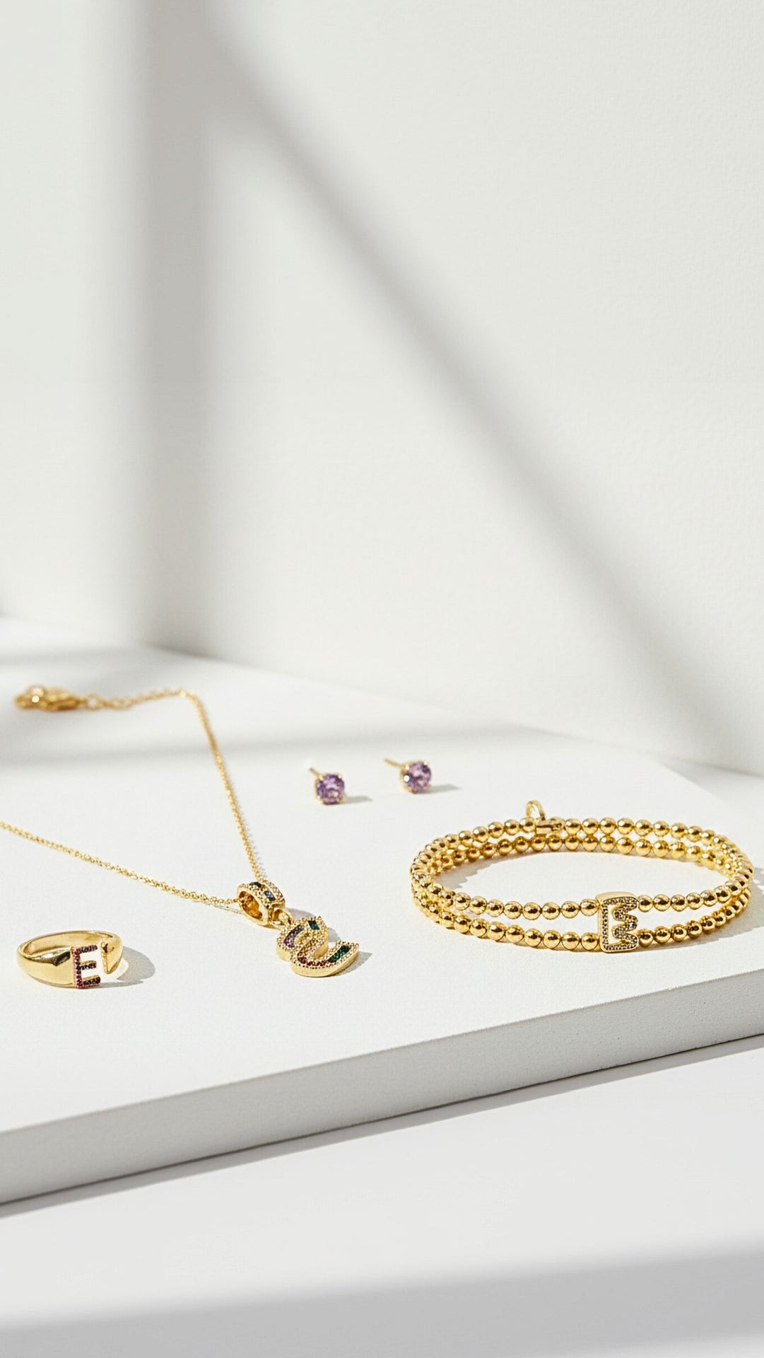 Personalised Initial Jewellery Gift Set – Necklace, Ring & Bracelet