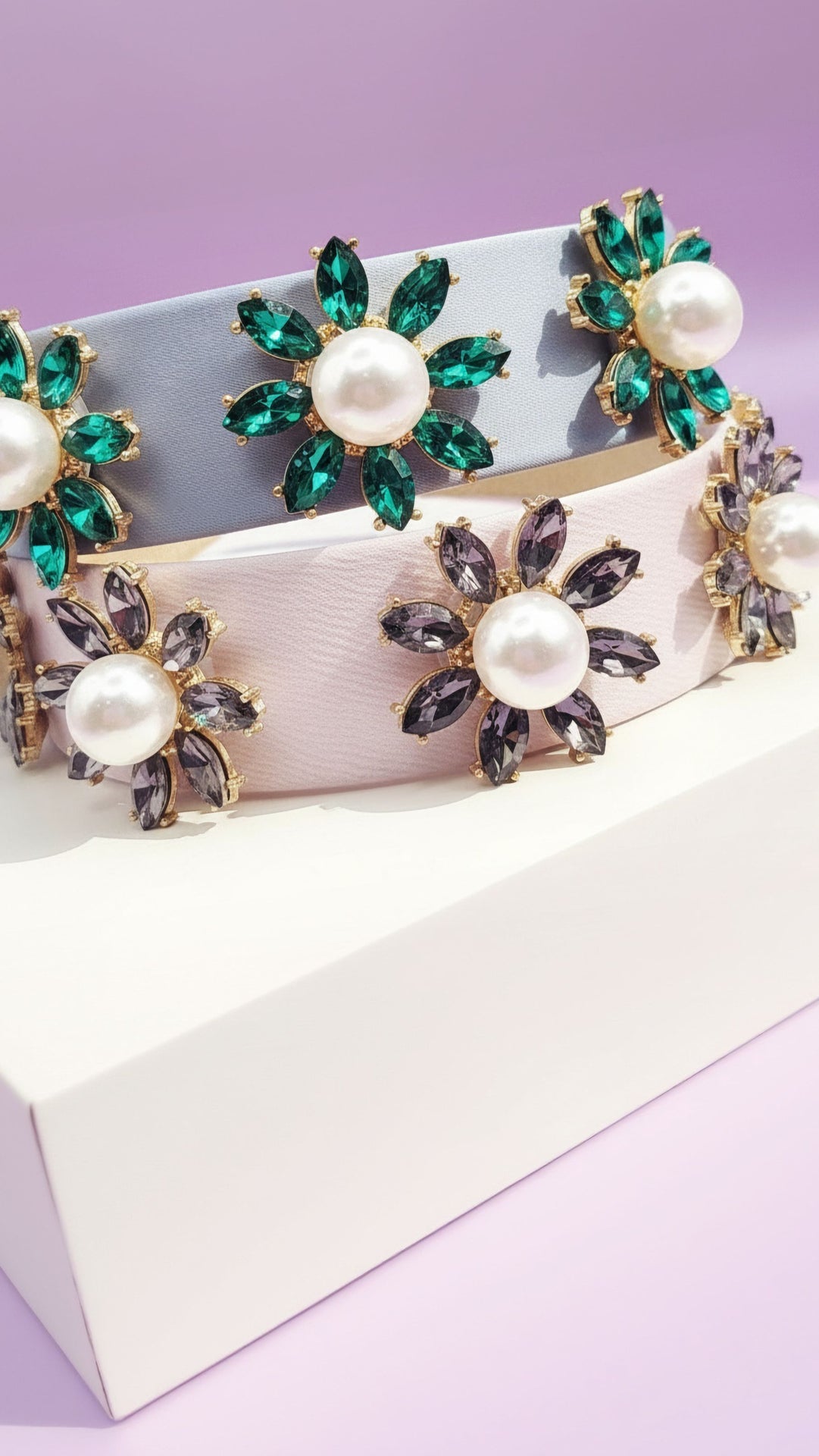 Jeweled Pearl Flower Crystal Hair band