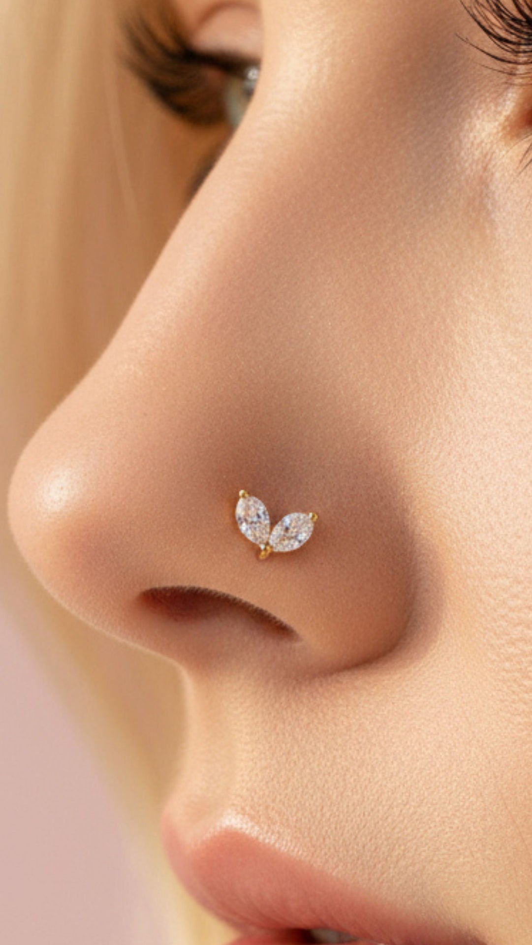 Waterproof Crystal Stainless Steel Gold Plated Nose Ring