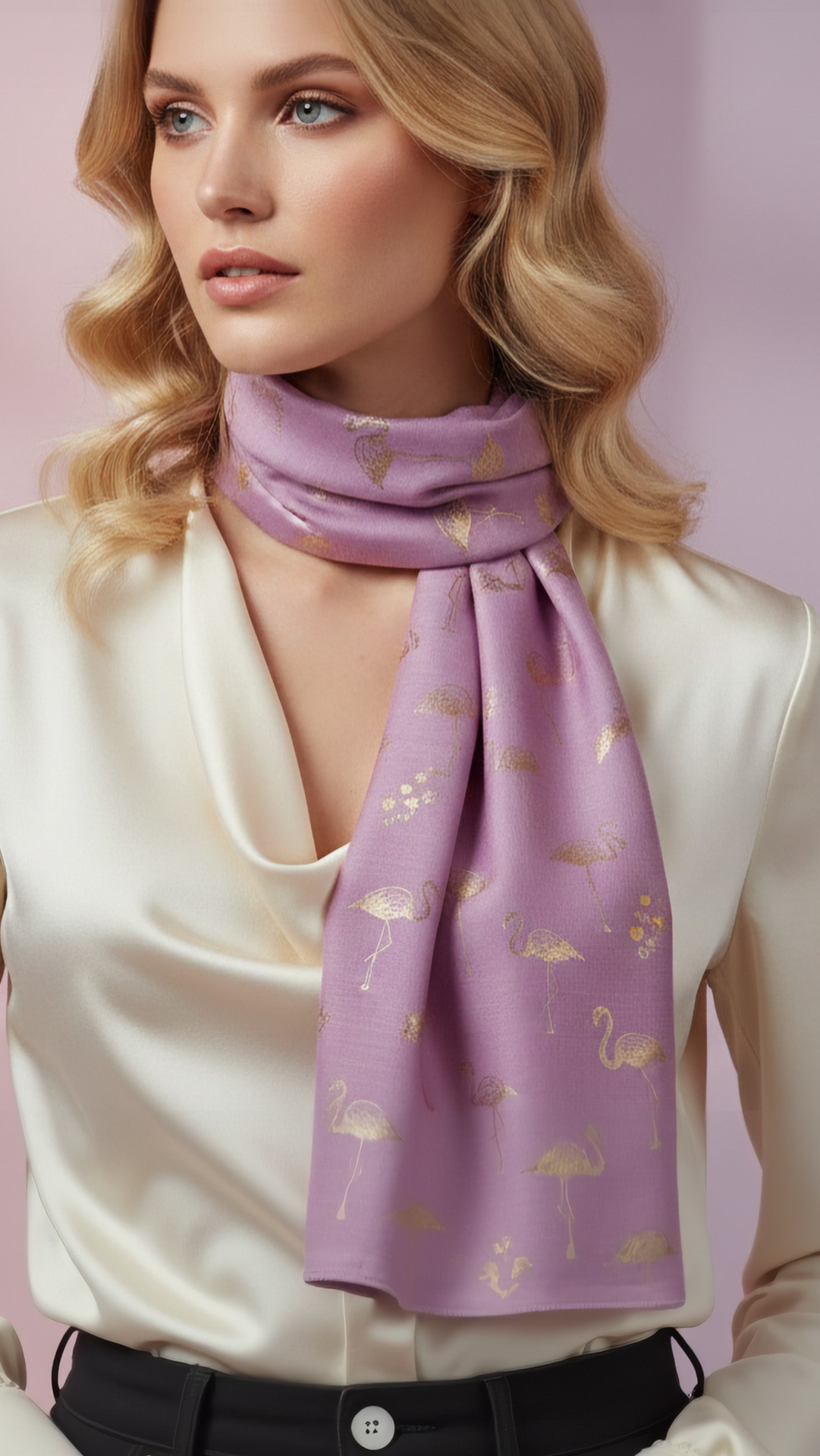 Flamingo & Love Hearts Shimmer Gold Foil Scarf Pack of 12