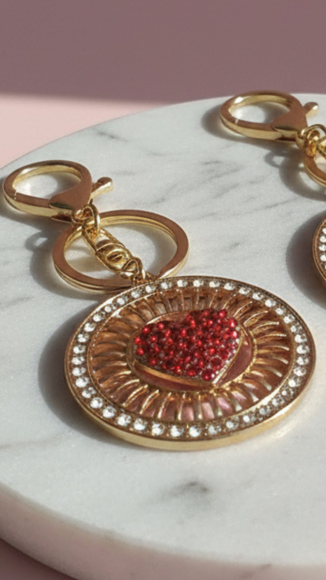 Circular Heart Crystal Key Ring & Bag Charm