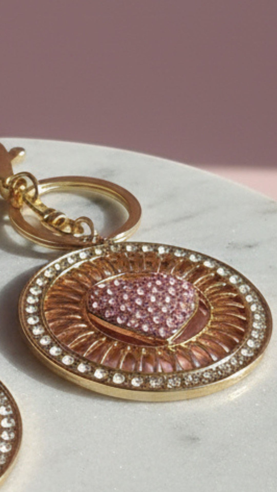 Circular Heart Crystal Key Ring & Bag Charm