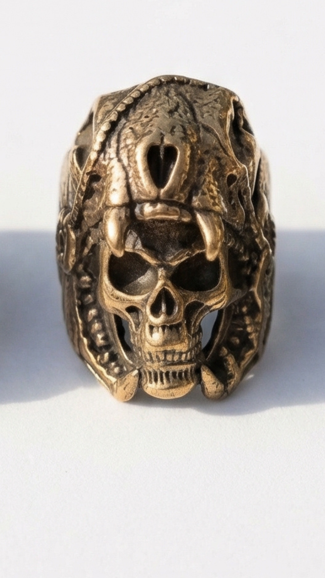 Stainless Steel Men's Skull & Helmet Biker Ring