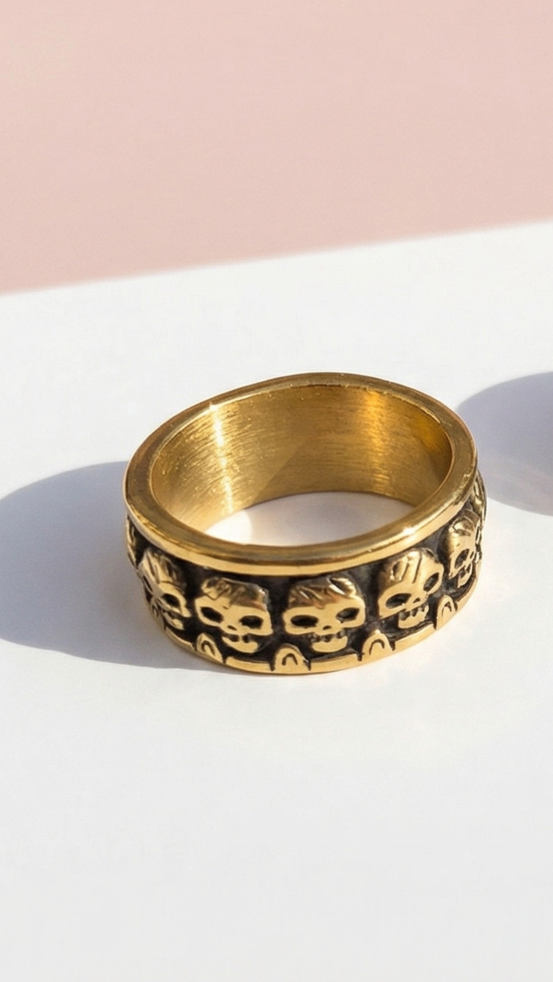 Stainless Steel Men's Skull Eternity Biker Ring