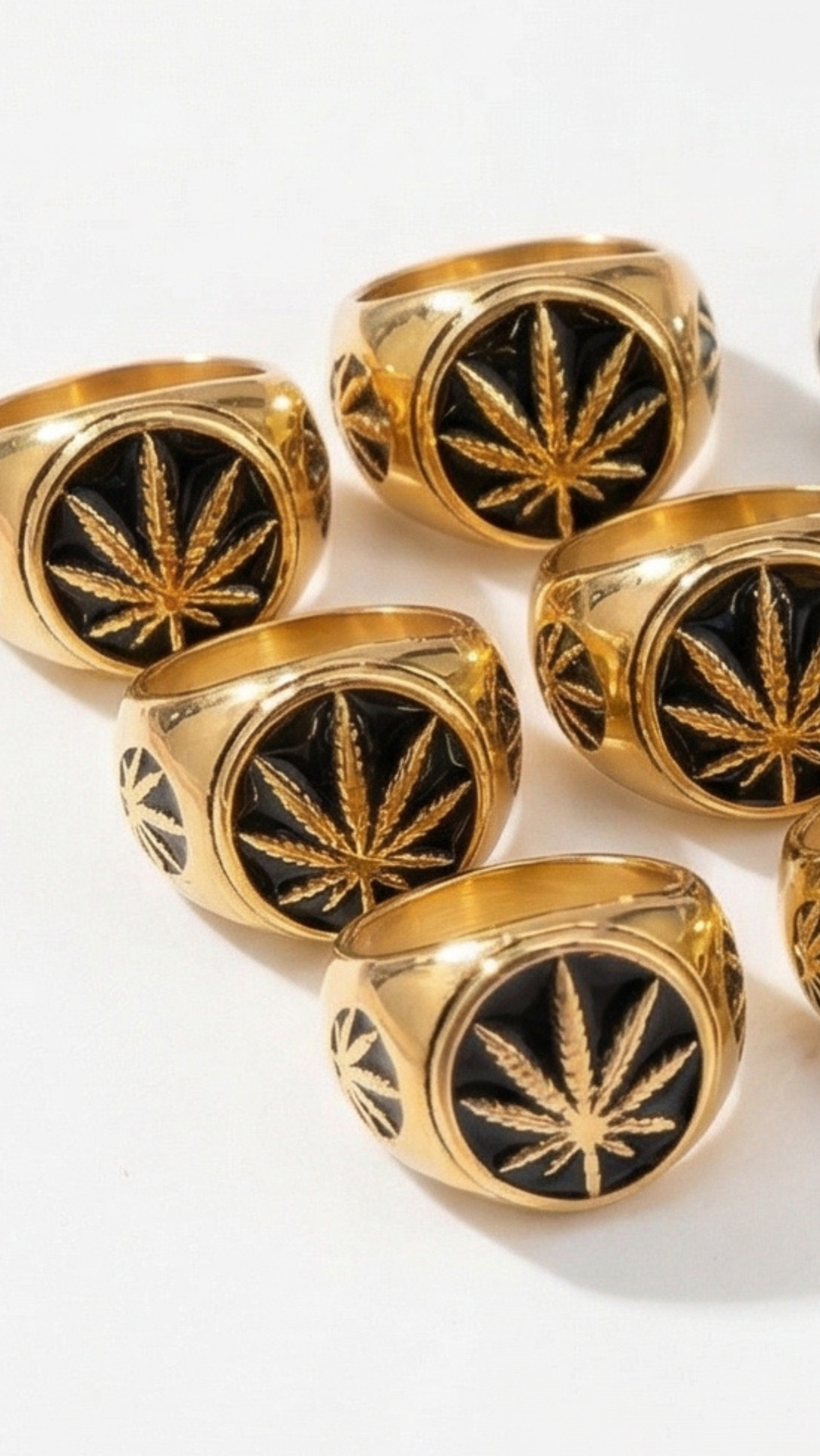 Stainless Steel Men's Black Leaf Ring