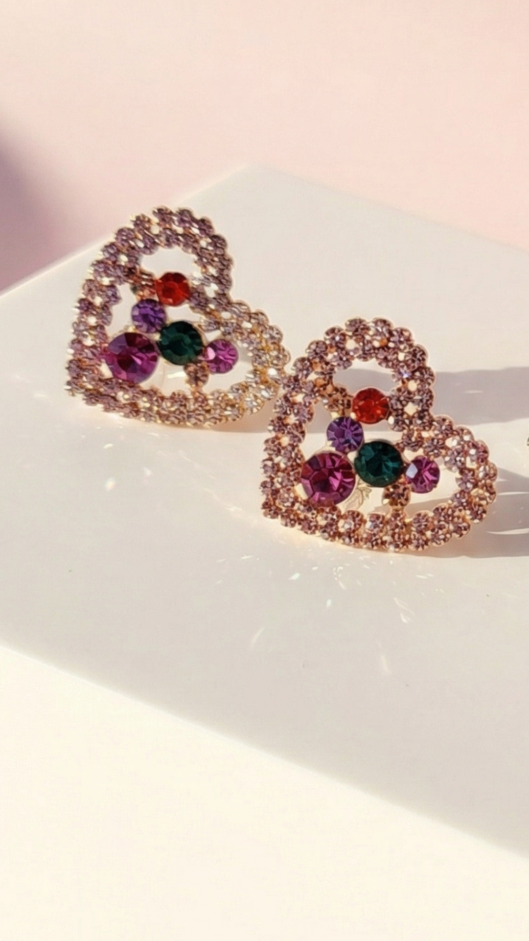 Heart Crystal Non Pierced Clip On Earrings