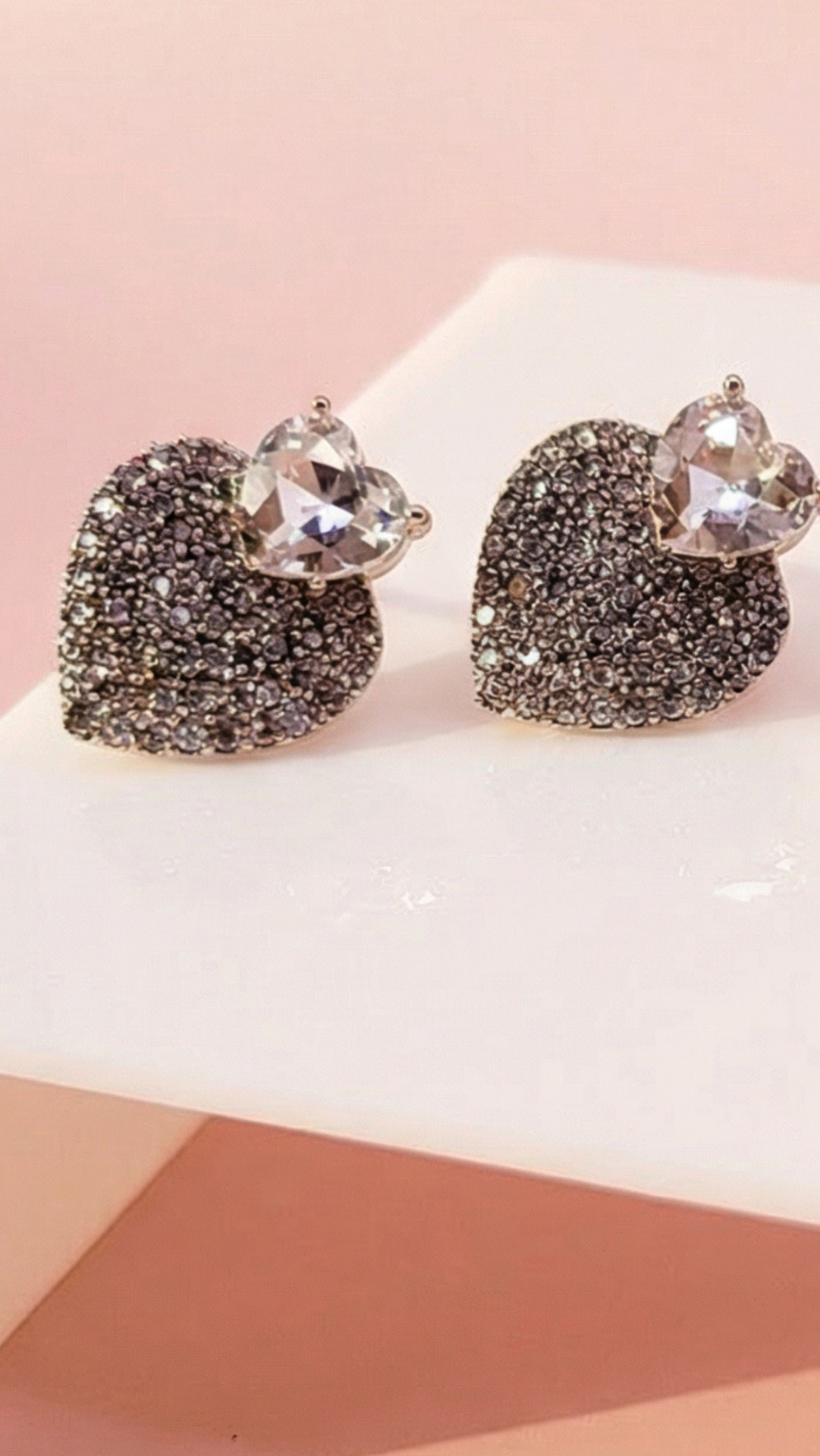 Heart Cluster Crystal Non Pierced Clip On Earrings