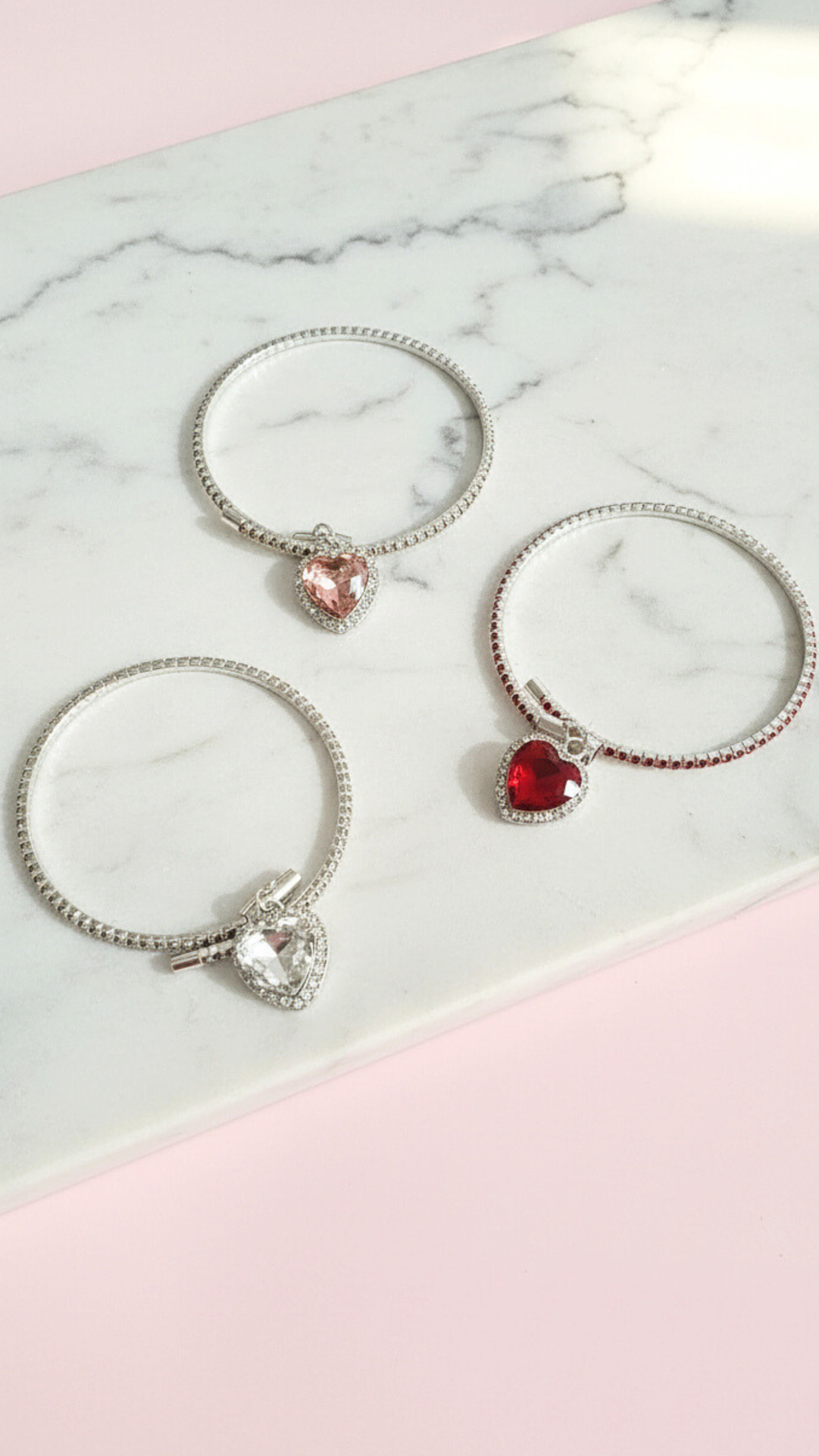 Wrap Around Heart Charm Free Size Crystal Cuff