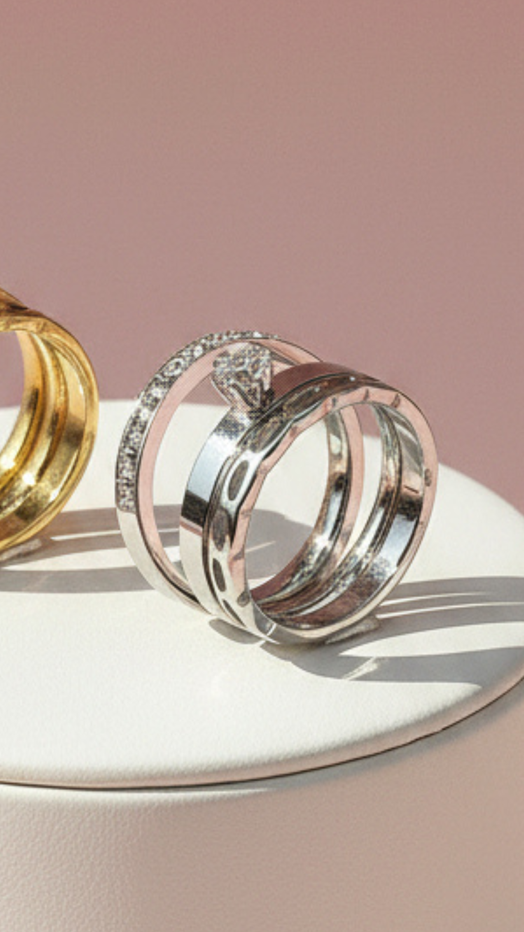 24 Pack Of Gold Plated Solitaire Crystal 3 Stack Rings