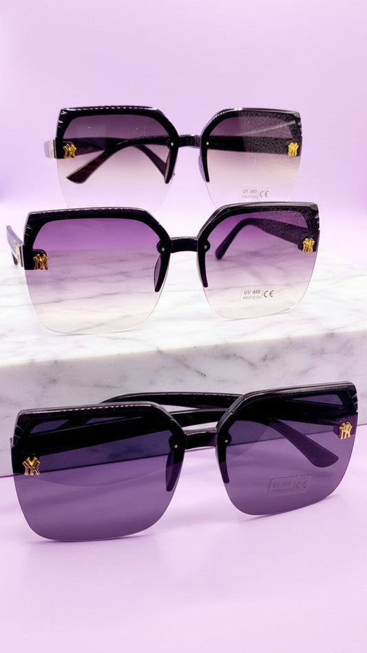 Black Frame Half Rim Sunglasses Box of 20