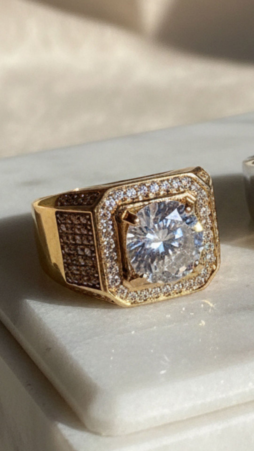 Men's Chunky Solitaire Crystal Box Set of 12 Rings