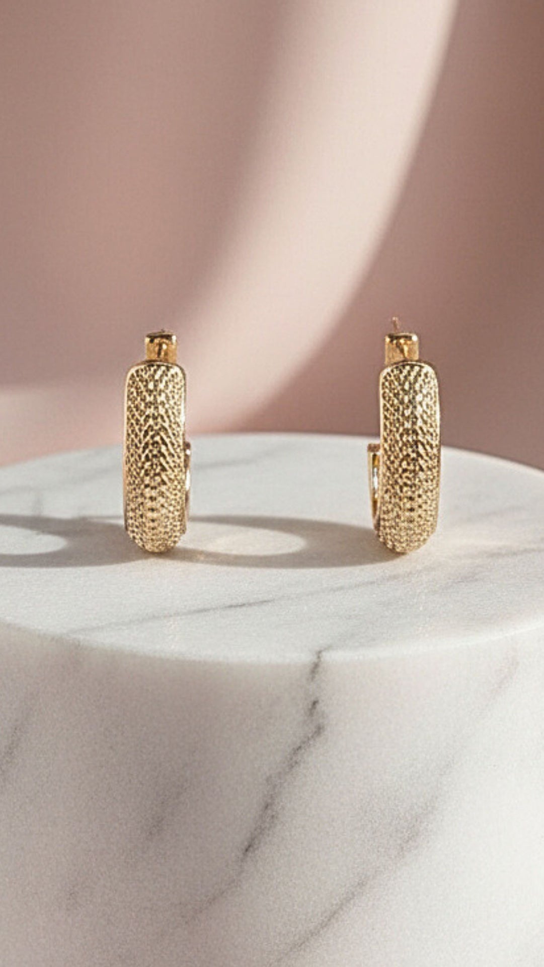 Rose Gold Woven Mesh Huggie Earrings