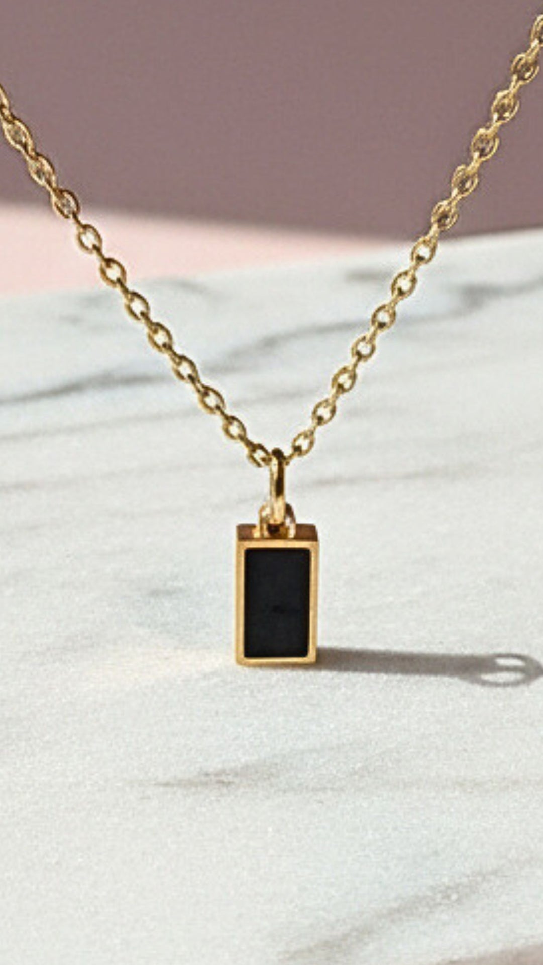 Black Stainless Steel Gold Plated Pendant Necklace